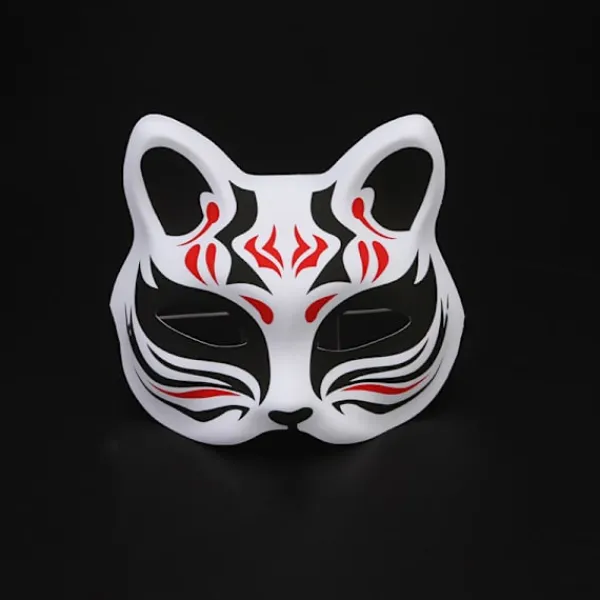 HEET Mask Halv Ansikts Handmålad Katt Räv Mask Anime Maskerad A1> Masker