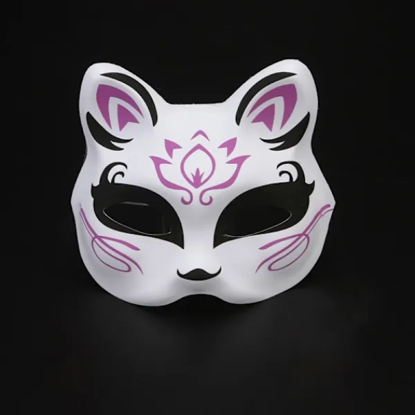HEET Mask Halv Ansikts Handmålad Katt Räv Mask Anime Maskerad A1> Masker