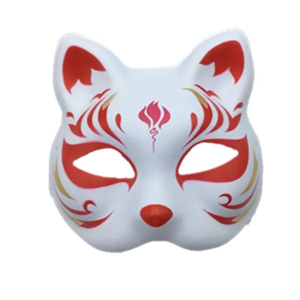 HEET Mask Halv Ansikts Handmålad Katt Räv Mask Anime Maskerad A1> Masker