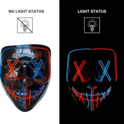 Mask LED Ljusmask Skräckmask för Helg Cosplay Kostym Maskerad, Karneval[mo]><noscript><img width=