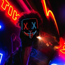 Mask LED Ljusmask Skräckmask för Helg Cosplay Kostym Maskerad, Karneval[mo]><noscript><img width=