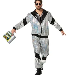 tectake Maskeraddräkt disco träningsoverall retro 80- och 90-tal herr XL> Dräkter