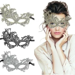 ATELA Maskeradmask - Venetiansk mask för kvinnor Pretty Elegant Lady Spets Maskerad Halloween Mardi Gras Party Guld+Silver+Svart> Masker