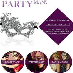 ATELA Maskeradmask - Venetiansk mask för kvinnor Pretty Elegant Lady Spets Maskerad Halloween Mardi Gras Party Guld+Silver+Svart> Masker