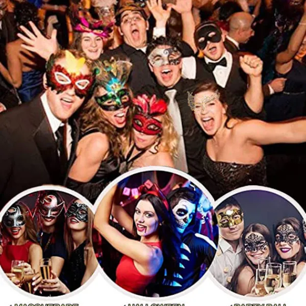 Maskeradmask för kvinnor, ögonmask för fest, bal, kostym, Mardi Gras, retromasker> Masker