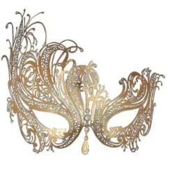 Maskeradmask för kvinnor, metallmask, glänsande fest, kvällsbal, mask --- C Guldplätering> Masker