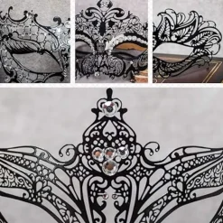Maskeradmask för kvinnor Metallmask Glänstrass Venetiansk festkvällsbalmask Bar kostymaccessoar><noscript><img width=