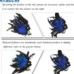 Maskeradmask för kvinnor med fjädrar - Venetiansk fjädermask för maskeradbal, Mardi Gras><noscript><img width=