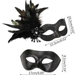 Maskeradmask för kvinnor och män, venetiansk mask för fest/bal/baluns/bröllop/väggdekorationer, Mardi Gras-mask, kostymer, mask silver_Överraskningsgåva Black | Fyndiq><noscript><img width=