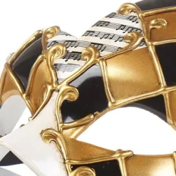 Maskeradmask för Män (Guld/Svart), Vintage Venetiansk Rutig Mardi Gras Musikfest Mask> Masker