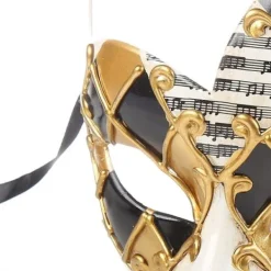 Maskeradmask för Män (Guld/Svart), Vintage Venetiansk Rutig Mardi Gras Musikfest Mask><noscript><img width=