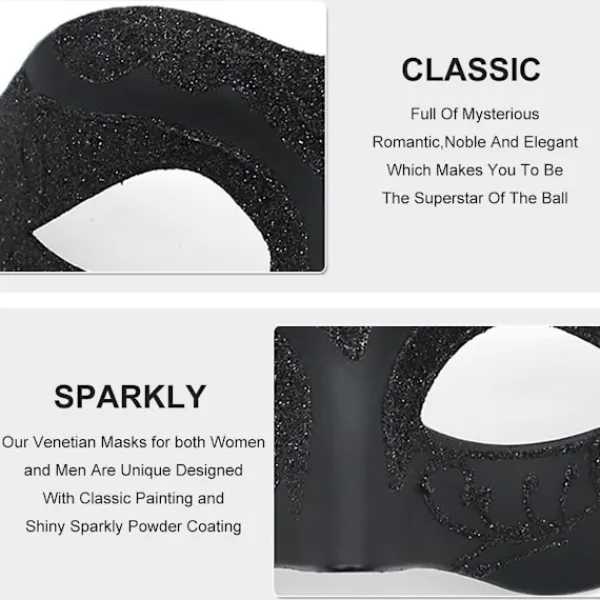 OCEAN Maskeradmask för Män Kvinnor Par Venetiansk Mask för Halloween Mardi Gras Kostymfest Bal> Masker