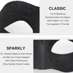 Maskeradmask för Män Kvinnor Par Venetiansk Mask för Halloween Mardi Gras Kostymfest Bal,A> Masker