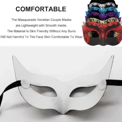 Maskeradmask för Män Kvinnor Par Venetiansk Mask för Halloween Mardi Gras Kostymfest Bal,A><noscript><img width=
