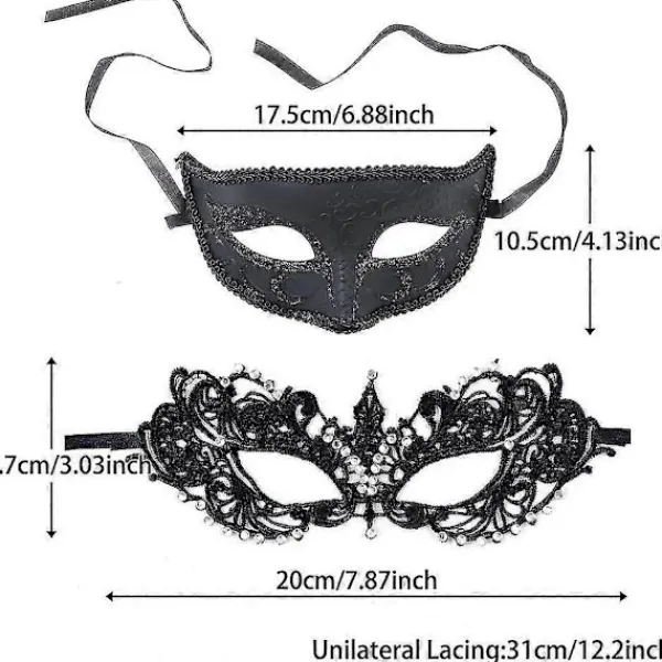 Maskeradmask för Par - Venetianska Masker - Mardi Gras Mask - Spetsmaskeradmask> Masker