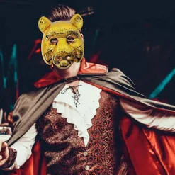 EURL Maskeradmask Guld Leopard/Lejon/Gris/Uggla Mask Party Mask Halloween Cosplay Mask Kvinnor Män Djurmask Balmask><noscript><img width=