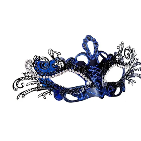 Maskeradmask, Karnevalsdekoration Venetiansk Mask Dam Blå Svart> Masker