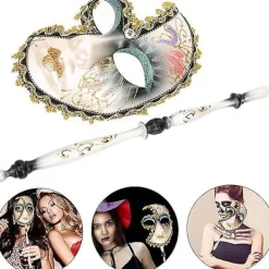 Maskeradmask på pinne Venetianskt mask för kvinnor balmasktillbehör maskeradmask för kvinnor cosplay festmask dammaskeradmask smink><noscript><img width=