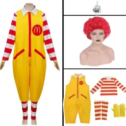 McDonald Cosplay Kostym Ronald Maskerad Sutra Clown Karaktär Vuxen Halloweenfest Rolig Kostym Scenkläder Peruk XXL-FY XXL A2> Dräkter
