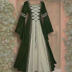 Medeltida Retro Hov Prinsessa Cosplay Kostym Lång Klänning Elegant Häxa (M Röd)><noscript><img width=