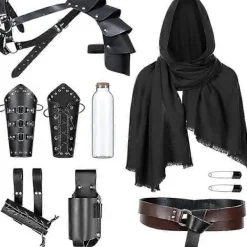 Medeltid Riddre Läderbälte Sjl Män Renässns Hlv xelkpp Hlsduk Spänne rmskydd Retro Mgisk Kork Potionflsk Svärdgrod Tillbehör> Tillbehör