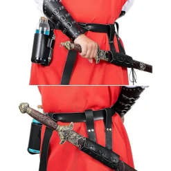 Medeltid Riddre Läderbälte Sjl Män Renässns Hlv xelkpp Hlsduk Spänne rmskydd Retro Mgisk Kork Potionflsk Svärdgrod Tillbehör> Tillbehör