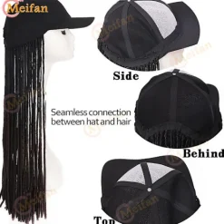 Blueday Meifan Syntetisk Lång Hip Hop Cap Peruk Med Flätning Hår Fas none><noscript><img width=