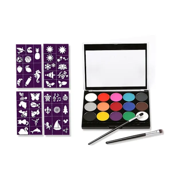 Mengxi 1 Set Kroppsmålning Med Pensel 15 Färger Vattentät Koncentrerad Kladdfri Partyverktyg Vattenlöslig Jul Halloween Smink Ansiktsmålning> Smink