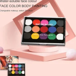 Mengxi 1 Set Kroppsmålning Med Pensel 15 Färger Vattentät Koncentrerad Kladdfri Partyverktyg Vattenlöslig Jul Halloween Smink Ansiktsmålning><noscript><img width=