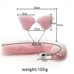 Metallisk Massager Rosa Räv Svans och Räv Öron, Rollspel Cosplay-FÄRG: G> Huvudbonader