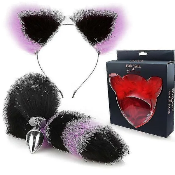 Metallisk Massager Rosa Räv Svans och Räv Öron, Rollspel Cosplay-FÄRG: G> Huvudbonader