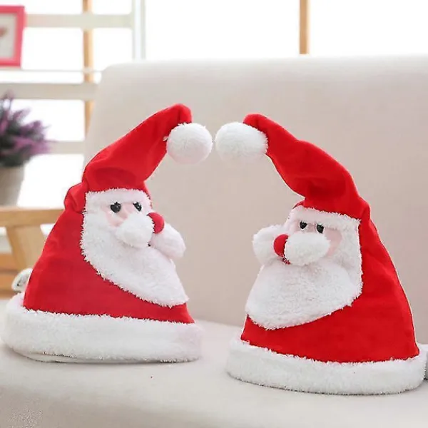 Mimigo Glödande Dansande Sjungande Tomtehatt Jul Interaktiva Leksaker Med Musik Elektronisk Mössa Sjung A> Huvudbonader