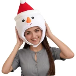 Mjuk, fluffig snögubbe-mössa för jul - Justerbar festlig huvudbonad för både män och kvinnor, perfekt för julfester, utklädning och vuxenhelger><noscript><img width=