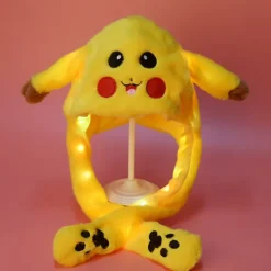 Mjuk och varm kaninmössa med LED-ljus, hoppande mössa Ljusfri Pikachu-mössa><noscript><img width=