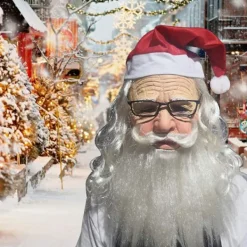 Mjuk Tomte Vuxen My Old Man Christmas Holiday Rolig Latex Mask Tomte med glasögon><noscript><img width=