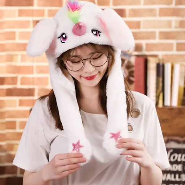 Mjuk Varm Kaninmössa med LED-ljus, Hoppande Mössa-WELLNGS> Huvudbonader