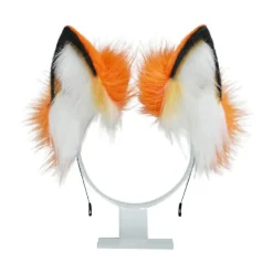 Mjuka djuröron svans lurvig cosplay huvudbonad handgjord Halloween huvudbonad（2）><noscript><img width=