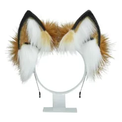 Mjuka djuröron svans lurvig cosplay huvudbonad handgjord Halloween huvudbonad（2）><noscript><img width=