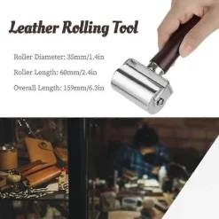 60mm Tryckrulle i kolstål för läder, läderbearbetning gummikantrulle läderstämplingsverktyg> Tillbehör
