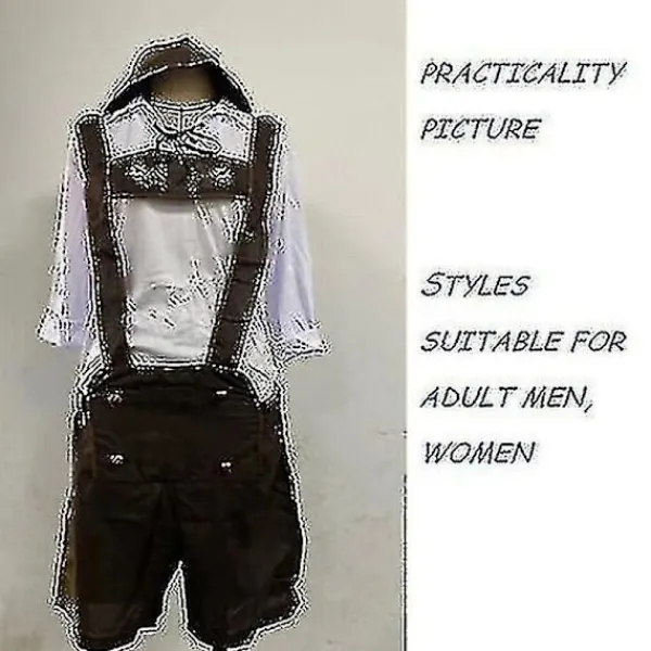 Män bayerska läderhosen tyska Oktoberfest traditionella shorts öl kille kostym L> Dräkter