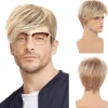 Män Blandat Blond stilig Kort rakt hår Peruker Cosplay Full Peruk> Peruker