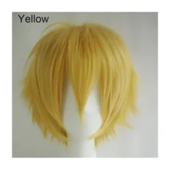 unbranded Män Kvinnor Flerfärgad kort rakt hårstrå Hel peruk för Anime Party Cosplay - Gul> Peruker