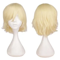 Män Kvinnor Kort rakt hårstrå Peruk Värmebeständig Syntet Orange> Peruker