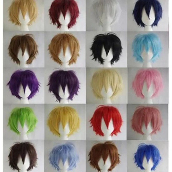 Män Kvinnor Kort rakt hårstrå Peruk Värmebeständig Syntet Orange> Peruker