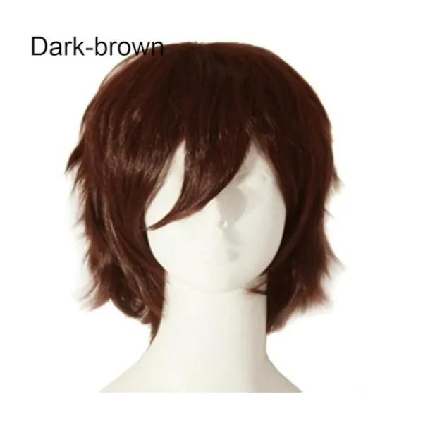 unbranded Män Kvinnor Multi-Color Kort rakt hårstycke Hel Peruk för Anime Party Cosplay - Svart-röd> Peruker