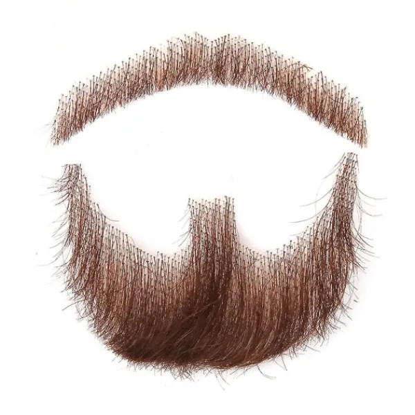 Mänskligt Hår Falska Skägg för Män Par av Bruna Falska Skägg Falska Skägg Realistiska Skägg Falskt Ansiktshår Handknutet Spets Skägg Halloween Rolig Firma | Fyndiq> Tillbehör