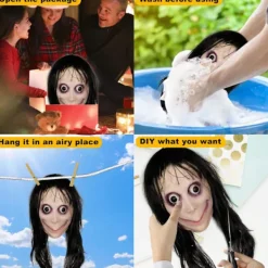 Molezu Momo Mask Läskig Mask, Krypande Mask Monstermask, Skräckdräkter Party Gummi Latex Mask för Halloween Vuxen><noscript><img width=