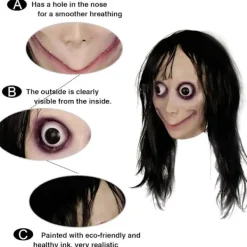 Molezu Momo Mask Läskig Mask, Krypande Mask Monstermask, Skräckdräkter Party Gummi Latex Mask för Halloween Vuxen><noscript><img width=