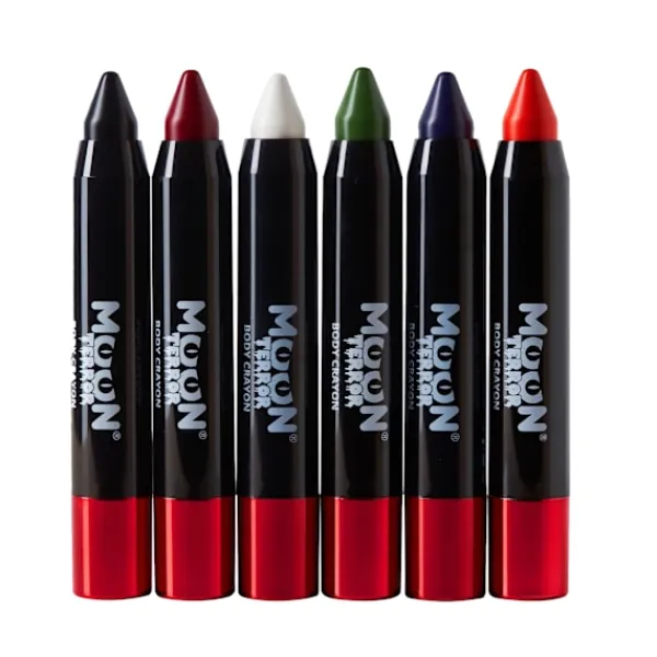 Moon Terror Halloween Kroppskritor (6-pack) One Size Röd/Sva One Size> Smink