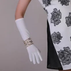 Mordely Långa Handskar Kungsblå Handskar VIT> Tillbehör